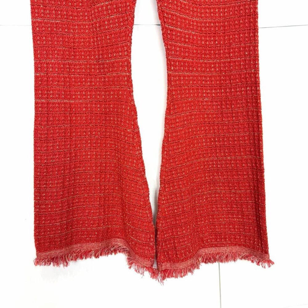 Zara Orange Textured Knit Flare Pants - Picture 6 of 15